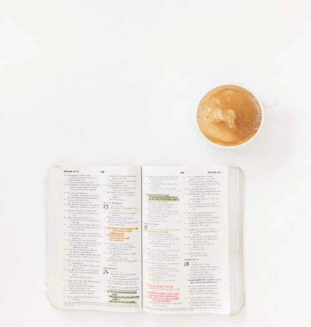 what is fasting highlighted bible green orange and pink with tea