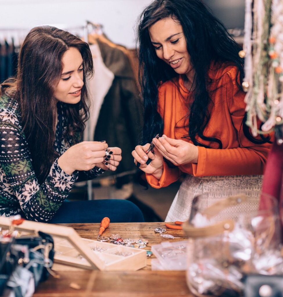 Christian women working on craft project